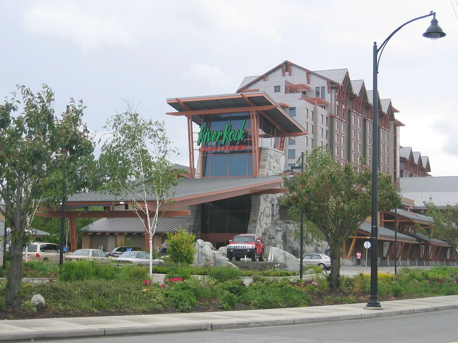 River Rock Casino Resort seen from River Road, the hotel tower behind